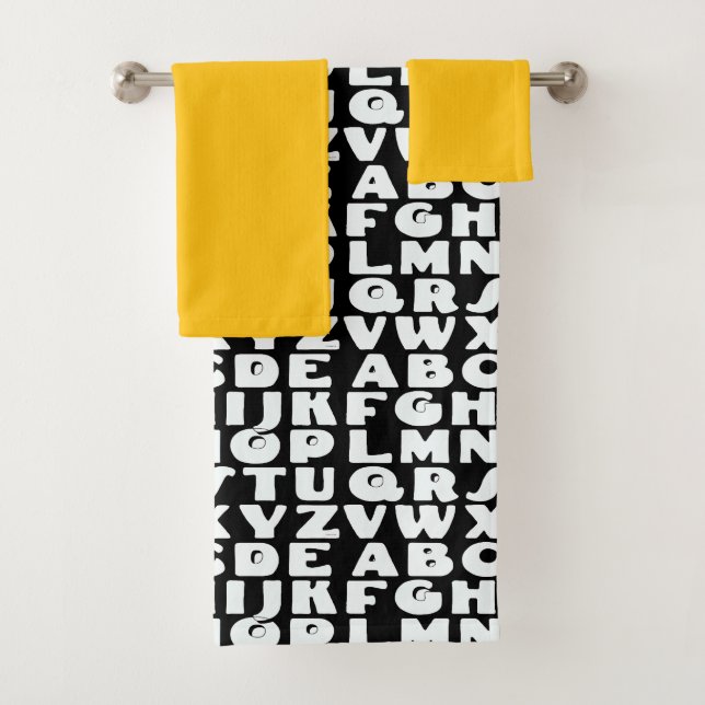 Kinder Alphabet schwarz gelb Badhandtuch Set (Insitu)