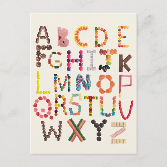 Kinder Alphabet zurück zur Schule Candy Halloween  Postkarte (Vorderseite)