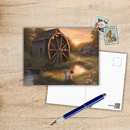Kinder am Bach Postkarte