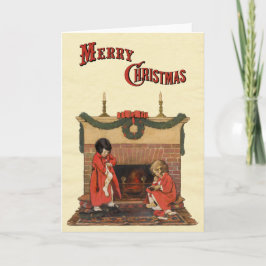 Kinder am Kamin von Jessie Willcox Smith Feiertagskarte