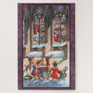 Kinder am Kirchenfenster Weihnachten Puzzle