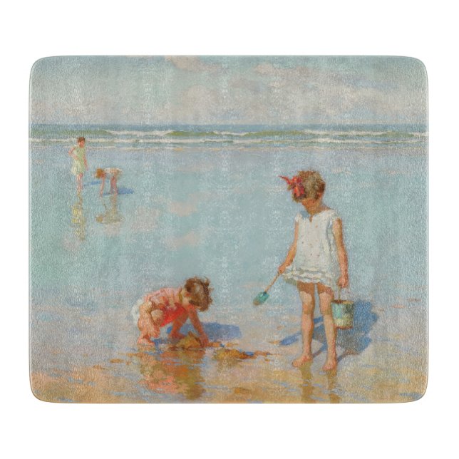 Kinder am Meer (Sommerstrand) Schneidebrett (Vorderseite)