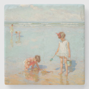 Kinder am Meer (Sommerstrand) Steinuntersetzer