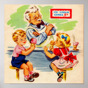 Kinder am Seidenbrunnen Poster