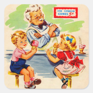 Kinder am Seidenbrunnen Quadratischer Aufkleber