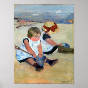 Kinder am Strand, Cassatt Poster