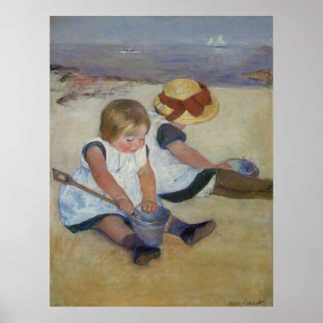 Kinder am Strand, Mary Cassatt Poster (Vorne)