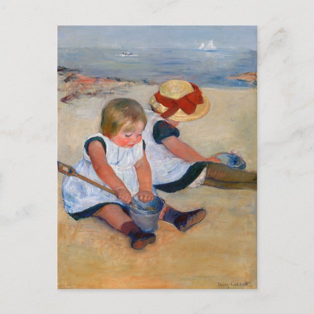 Kinder am Strand Postkarte (Vorderseite)