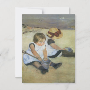 Kinder am Strand von Cassatt, Vintage Geburtstag Einladung