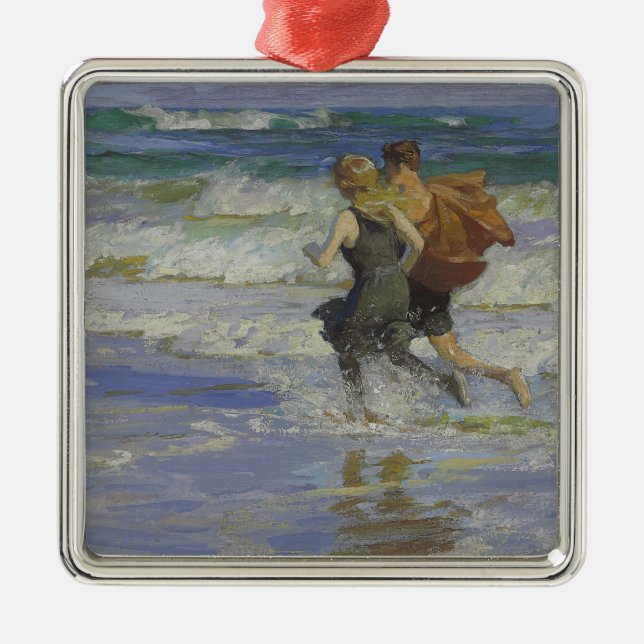 Kinder am Strand (von Edward Henry Potthast) Ornament Aus Metall (Vorne)