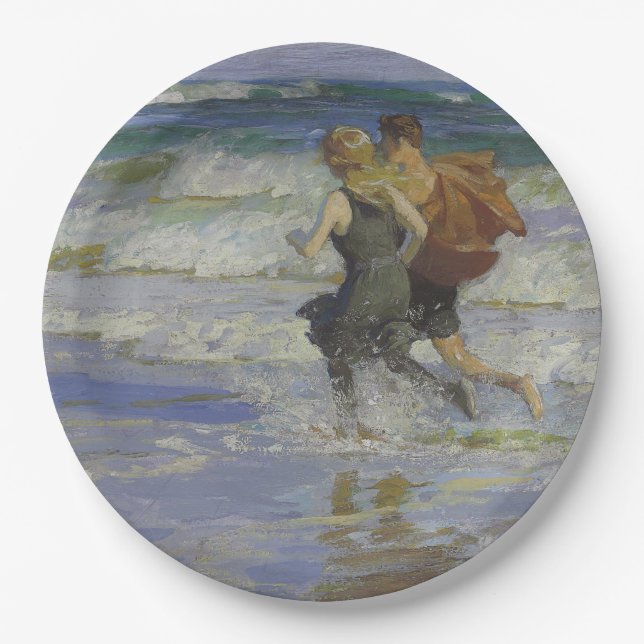 Kinder am Strand (von Edward Henry Potthast) Pappteller (Vorderseite)