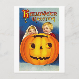 Kinder an Halloween Postkarte