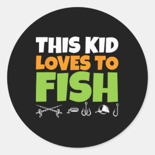 Kinder Angeln I Dieses Kind Liebt Es Zu Fischen I Runder Aufkleber