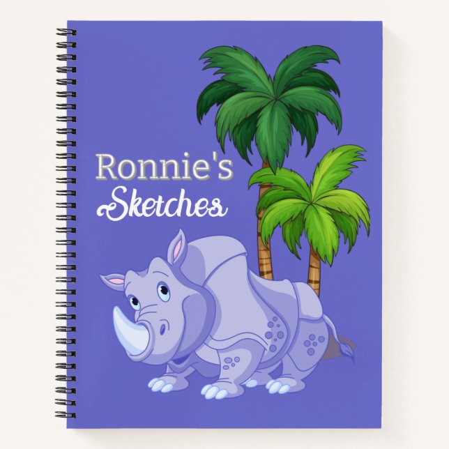 Kinder anpassen Rhino Sketch SpiralNotebook Notizbuch (Vorderseite)