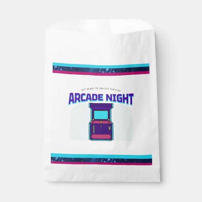 Kinder Arcade Night Birthday Party Gefälligkeitsta Geschenktütchen (Vorderseite)
