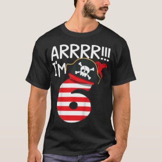 Kinder Arrr ICH BIN 6 Cool Piraten Thema 6. Geburt T-Shirt