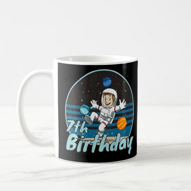 Kinder Astronautin 7. Geburtstag Kinderspielplatz  Kaffeetasse (Links)