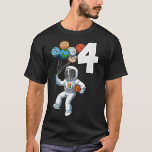 Kinder Astronautin Geburtstagskleidung 4 Weltraum  T-Shirt