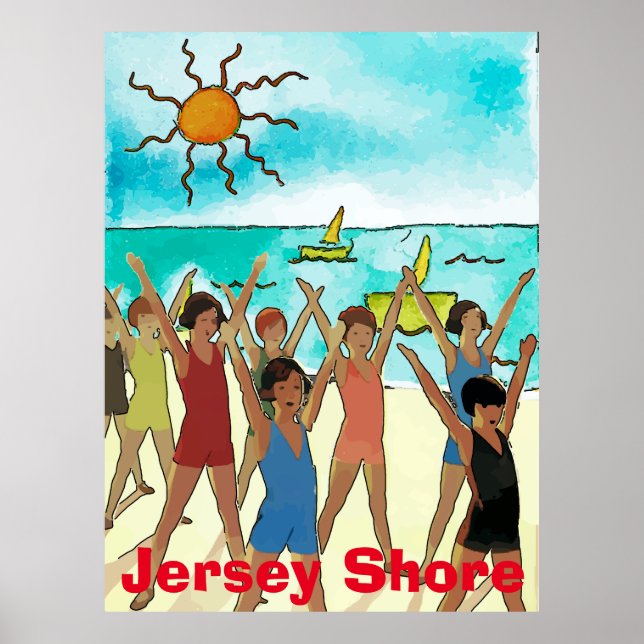 Kinder auf Beach Cartoon, fügen Text oder Namen hi Poster (Vorne)