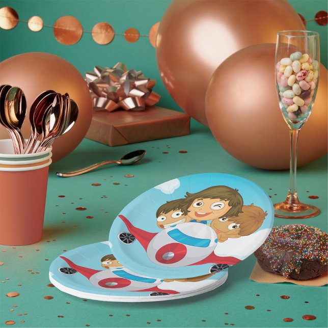 Kinder auf dem Flugzeug Pappteller (Von Creator hochgeladen)