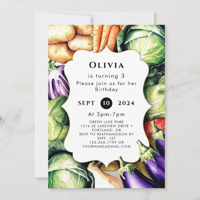 Kinder auf dem Markt für lokal angebaute Bauern Einladung (Vorderseite)