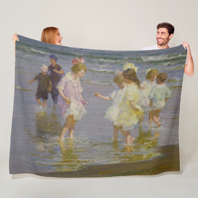 Kinder auf dem Strand (von E.H. Potthast) Fleecedecke (Beispiel)