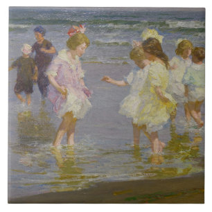 Kinder auf dem Strand (von E.H. Potthast) Fliese
