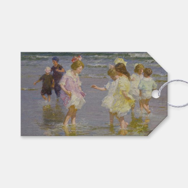 Kinder auf dem Strand (von E.H. Potthast) Geschenkanhänger (Vorderseite (Horizontal))