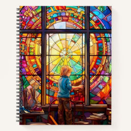 KINDER AUS FARBENEM GLAS IM KLASSENZIMMER NOTIZBUCH