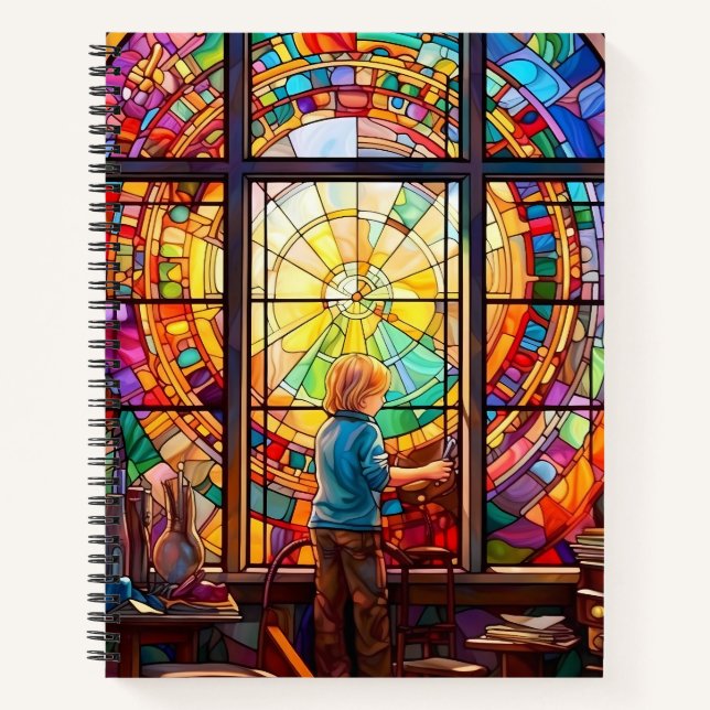 KINDER AUS FARBENEM GLAS IM KLASSENZIMMER NOTIZBUCH (Vorderseite)
