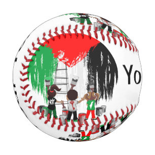 Kinder aus Gaza malen die palästinensische Flagge Baseball