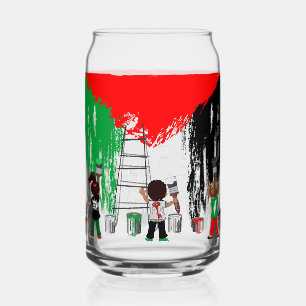 Kinder aus Gaza malen die palästinensische Flagge  Dosenglas