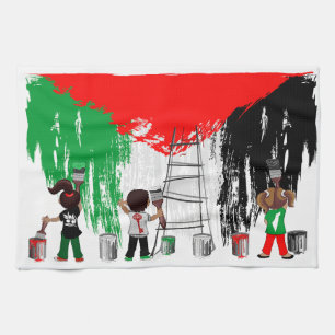 Kinder aus Gaza malen die palästinensische Flagge  Geschirrtuch