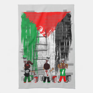 Kinder aus Gaza malen die palästinensische Flagge  Geschirrtuch