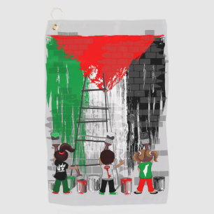 Kinder aus Gaza malen die palästinensische Flagge Golfhandtuch