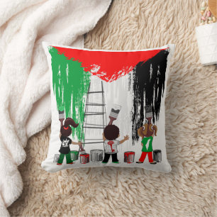 Kinder aus Gaza malen die palästinensische Flagge Kissen