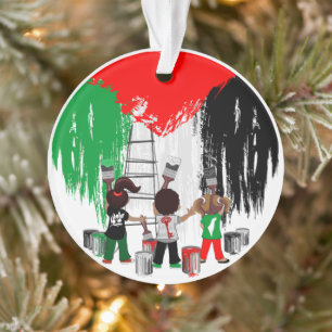 Kinder aus Gaza malen die palästinensische Flagge Ornament