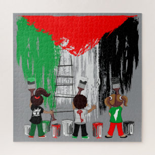 Kinder aus Gaza malen die palästinensische Flagge Puzzle
