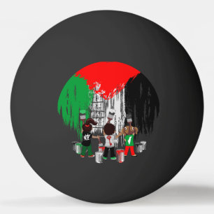 Kinder aus Gaza malen die palästinensische Flagge Tischtennisball