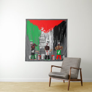 Kinder aus Gaza malen die palästinensische Flagge Wandteppich
