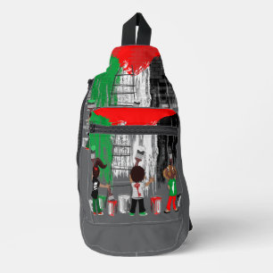 Kinder aus Gaza malen palästinensische Flagge Crossbody Bag