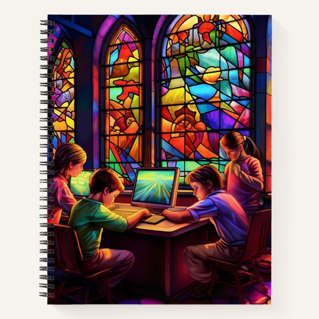 KINDER AUS HELLFARBENEM GLAS NOTIZBUCH (Vorderseite)