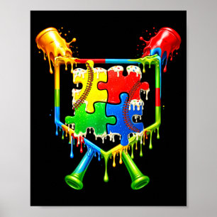 Kinder Autismus-Bewusstsein Baseball Eis Drip Poster