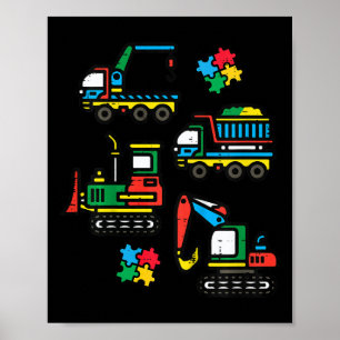 Kinder Autismus Bewusstsein Bau LKW Grabmal Poster