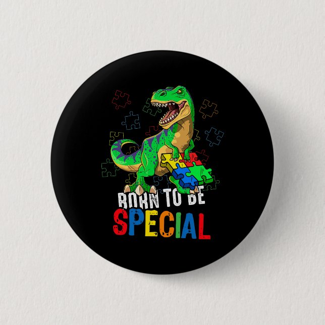 Kinder Autismus Bewusstsein Dino Autismus Kindermä Button (Vorderseite)