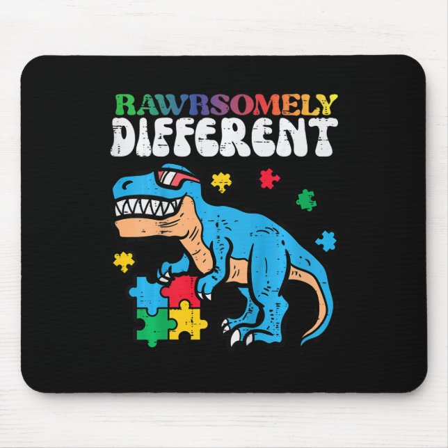 Kinder Autismus Bewusstsein Dino ziemlich anders t Mousepad (Vorne)