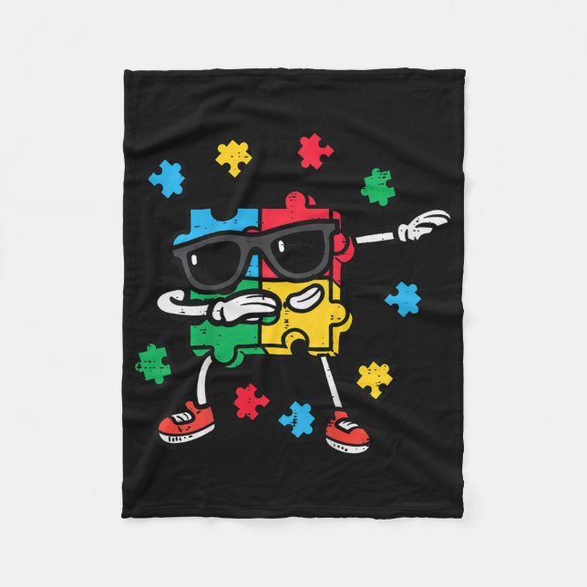 Kinder Autismus Bewusstsein Puzzle Dab Asd Autisti Fleecedecke (Vorderseite)
