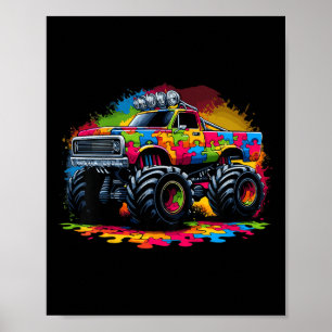 Kinder Autismus Bewusstsein Puzzle Monster Truck A Poster