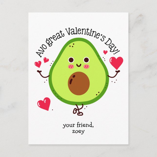Kinder Avocado Valentinstag Postkartengröße Postkarte (Vorderseite)