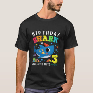 Kinder Baby Shark 3D Geburtstagskind Mädchen 3 Jah T-Shirt